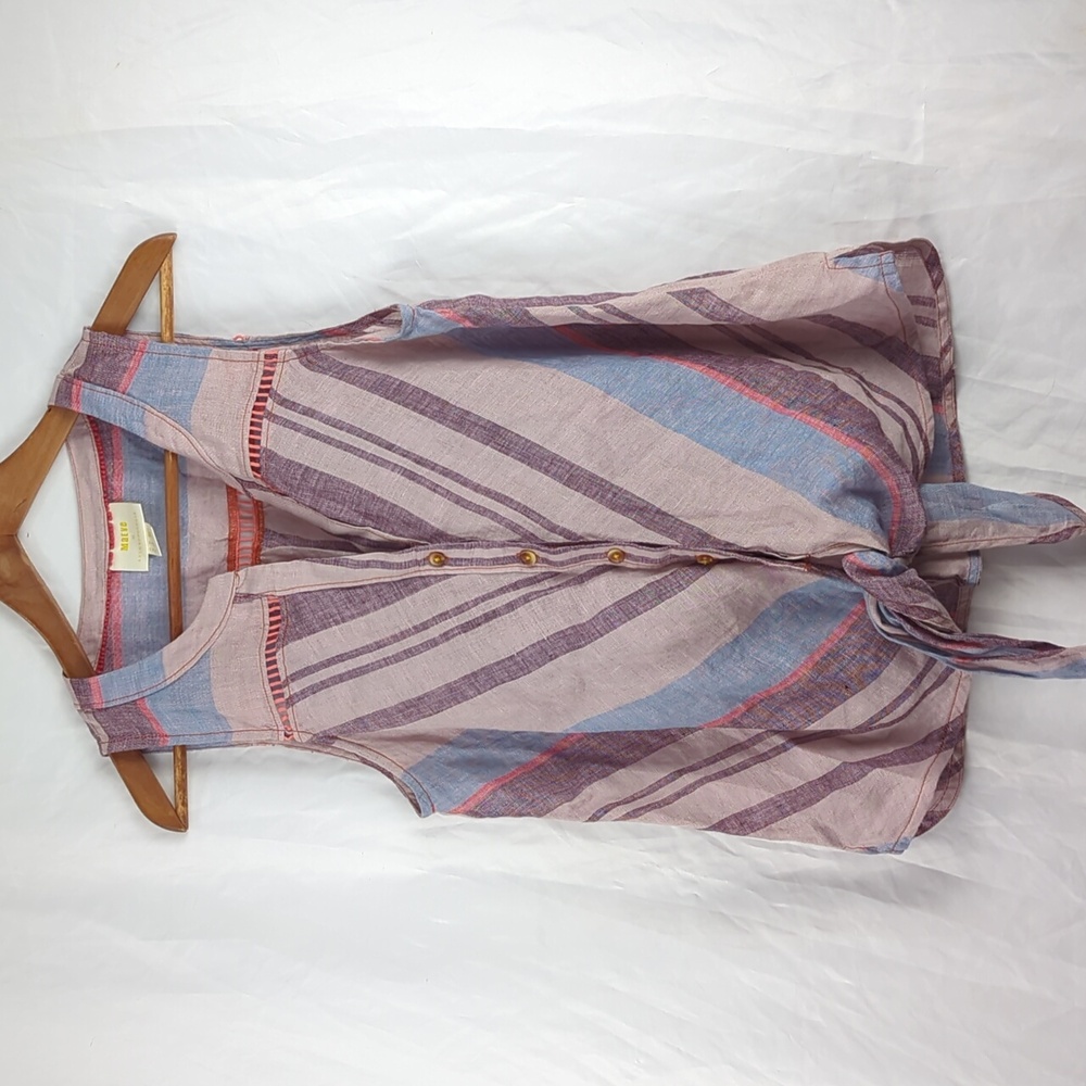 ANTHROPOLOGIE MAEVE Purple Striped Linen Sleeveless Top